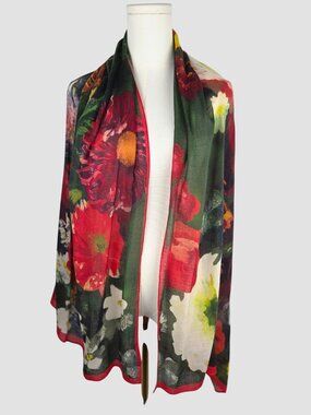 The Met Store Peeters Bouquet of Flowers Merino Wool Long Scarf Floral 24 x 70